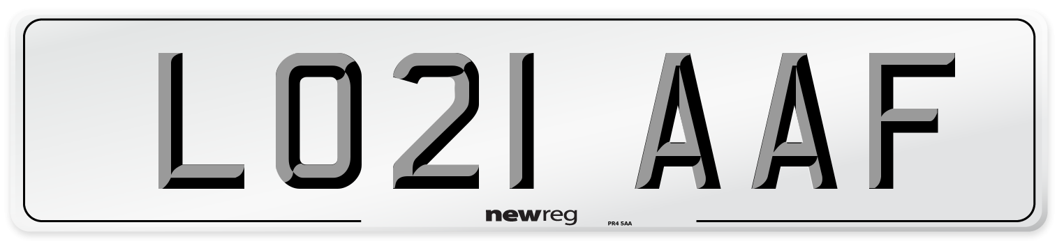 LO21 AAF Number Plate from New Reg